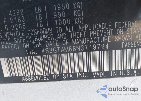 2022 Subaru Impreza Sport 5-Door из США, поврежденный, VIN 4S3GTAM68N3719724